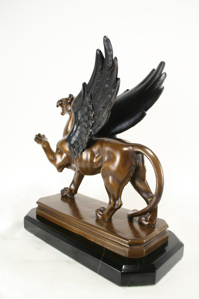 Laurens Contemporary Style Bronze Griffin Statue | Art Deco Decor