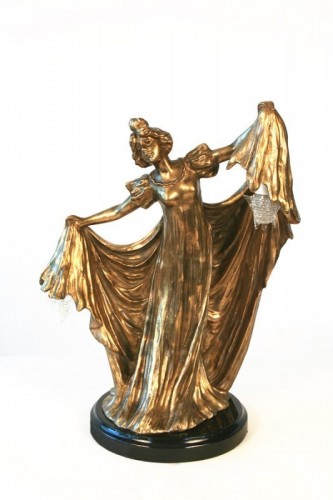 Art Nouveau Bronze Lady Lamp