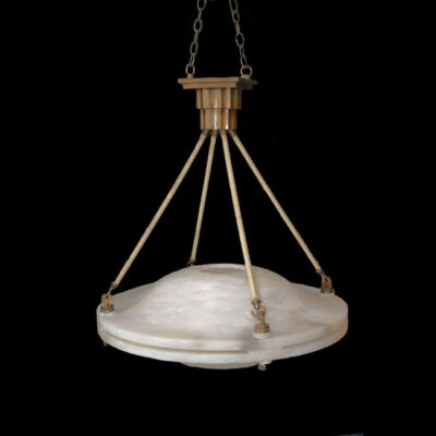 A white hanging light fixture with black background