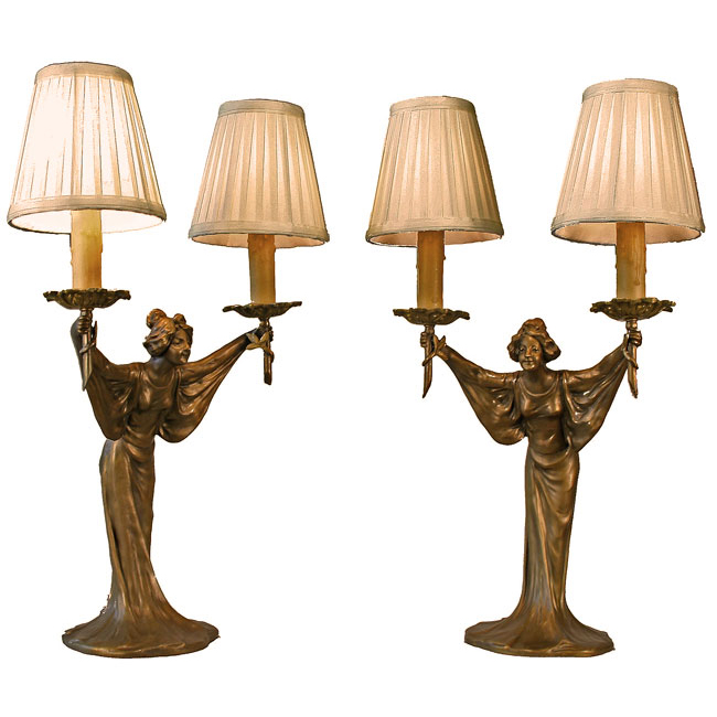 Asian Lady Candelabra Lamps