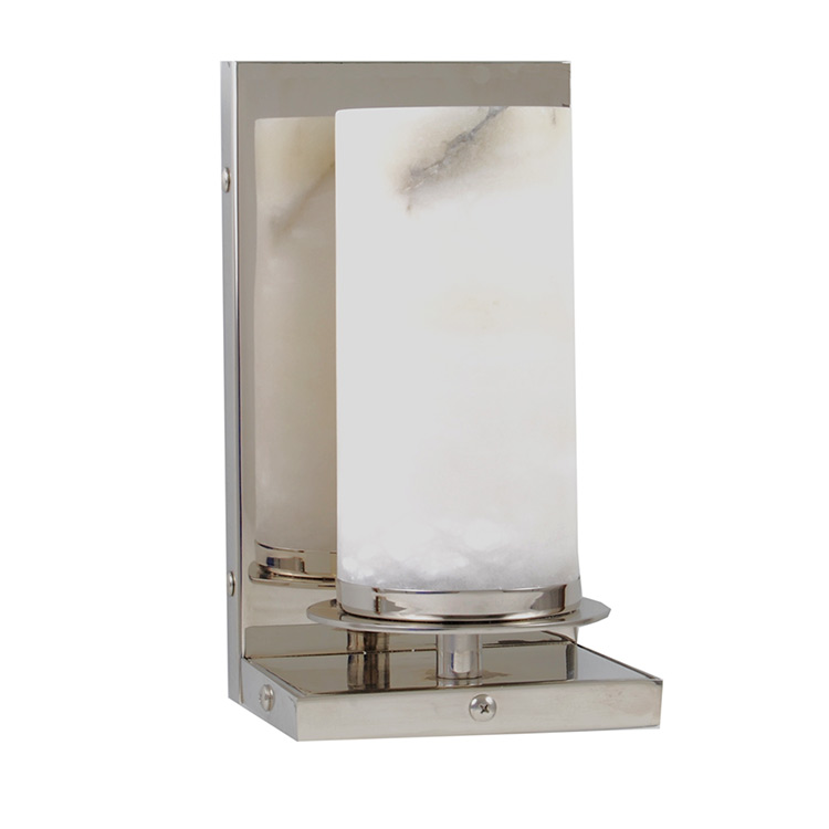 Modern Alabaster Sconce with Nickel Finish