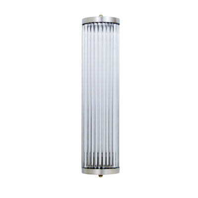 A tube light with a metal frame and a white background